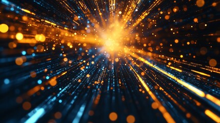 Fototapeta premium Glitching Data Stream Glowing Particle Effect 1