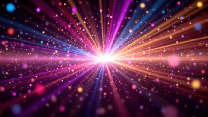 Naklejka premium Vibrant Colorful Light Rays with Glowing Particles in Motion