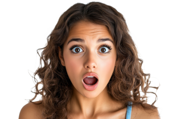 Emotionally surprised woman in bright light