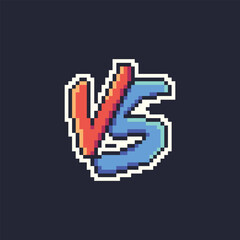 Fototapeta premium this is VS text in pixel art with colorful color and black background ,this item good for presentations,stickers, icons, t shirt design,game asset,logo and your project.