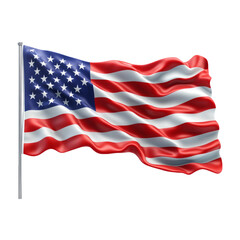 Obraz premium Waving American Flag Isolated on Transparent Background with Motion