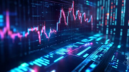 Futuristic Stock Market Chart Rising Trends  Growth 2