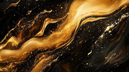 Abstract Gold Black Liquid Wave Design 1