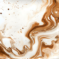 Abstract Brown and Off-White Fluid Acrylic Painting