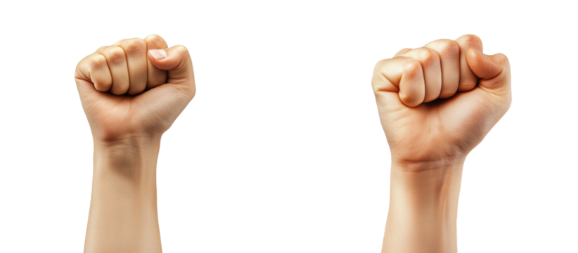 Raised Fists on Transparent Background for Empowerment