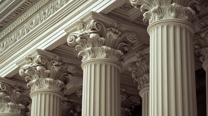 Obraz premium Close-up view of ornate marble columns in architectural elegance.