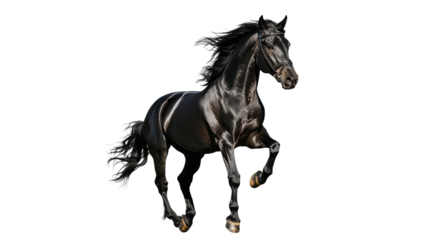 Majestic black horse prancing in a graceful pose