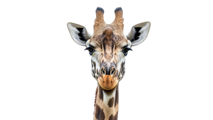 Giraffe looking straight at the camera in daylight