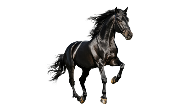 Majestic black horse prancing in a graceful pose