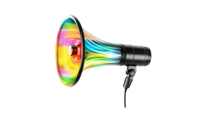 Colorful megaphone promoting sound and creativity