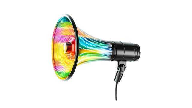 Colorful megaphone promoting sound and creativity