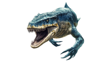 Ancient marine reptile emerging from water