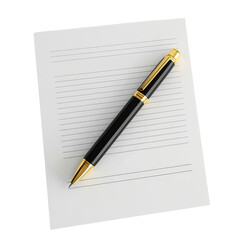 Elegant Black Pen Lying on Blank Notebook Paper with Thin Lines