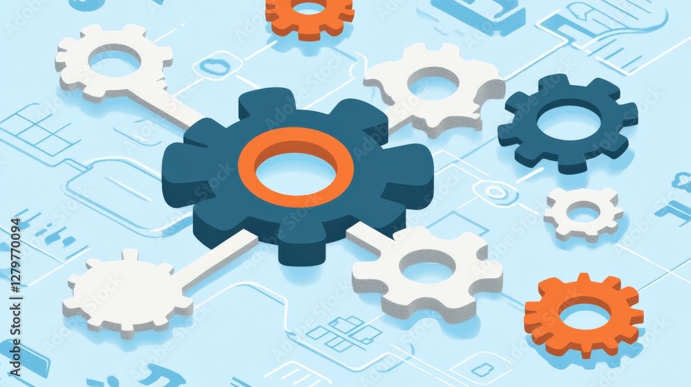 Aufkleber abstract illustration of interconnected gears symbolizing technology and innovation in a modern desi
