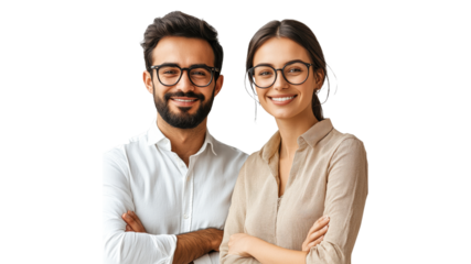 Happy young couple smiling with confidence indoors