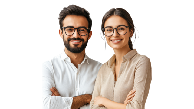 Happy young couple smiling with confidence indoors