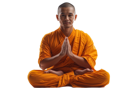 Monk practicing meditation in a serene setting