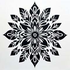 Black and white floral mandala design artwork