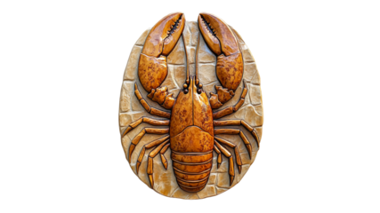 Detailed lobster wall art in warm colors displayed