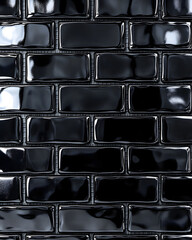 Black Glass Tile Wall in Brick Pattern