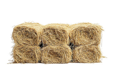 Stacked bales of light beige straw
