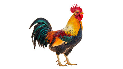Fototapeta premium Colorful rooster stands proudly in vibrant plumage