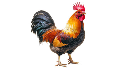 Fototapeta premium Colorful rooster stands proud in bright light
