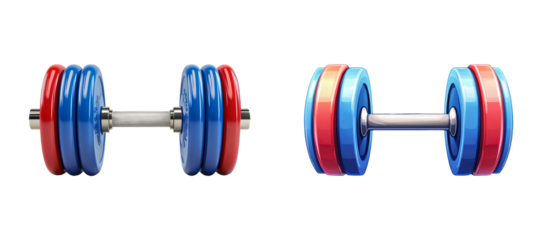 Colorful Dumbbells Isolated on Transparent Background
