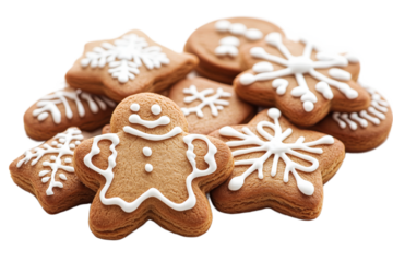 Festive gingerbread cookies decorated for winter
