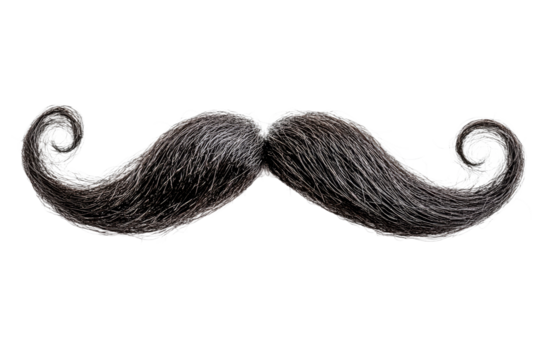 Unique curly mustache with distinct style