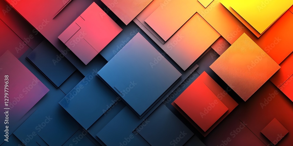 Aufkleber abstract colorful squares background: geometric design, vivid hues, and overlapping layers create a 