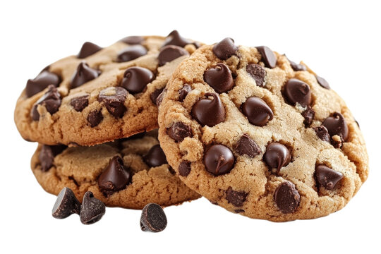 Chocolate chip cookies on white