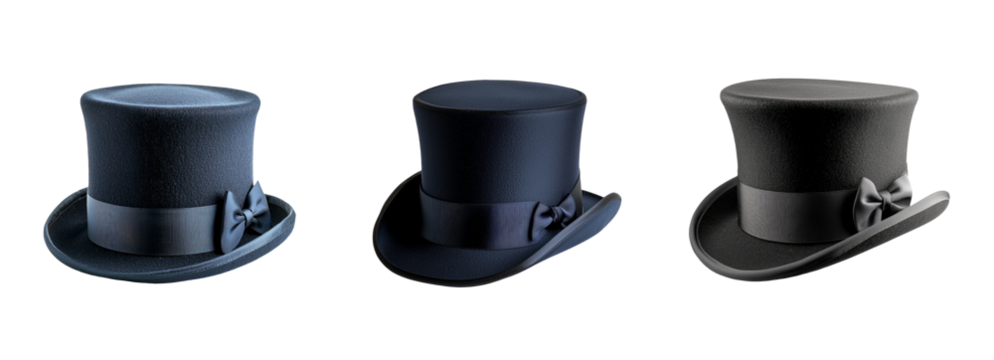 Classic Top Hats Collection on Transparent Background