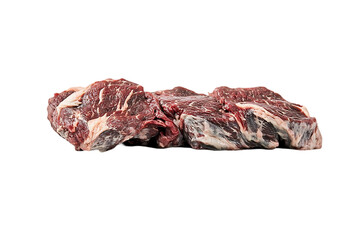 Obraz premium Raw beef cuts on black background, food product, for butcher shop