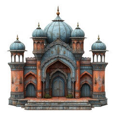 Obraz premium A detailed image of a building that features Indian architectural elements and features intricate details.