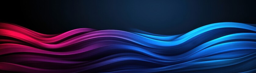 Obraz premium Abstract waves in vibrant pink and blue hues create a dynamic, flowing visual on a dark background, evoking a sense of movement and energy.