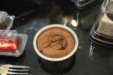 a chocolate brownie in a cup 