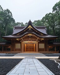 Fototapeta premium Japanese Shrine in Forest, Peaceful, Architecture