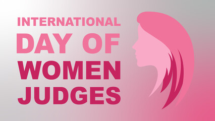 International Day of Women Judges vector art. A female head symbol with the event title. Promoting gender equality and celebrating women in the judiciary.