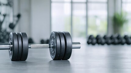 Fototapeta premium Dumbbells resting on gym floor