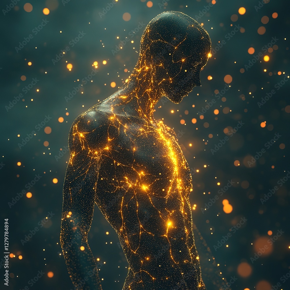 Poster ethereal light patterns representing human connection digital art abstract setting inspired theme
