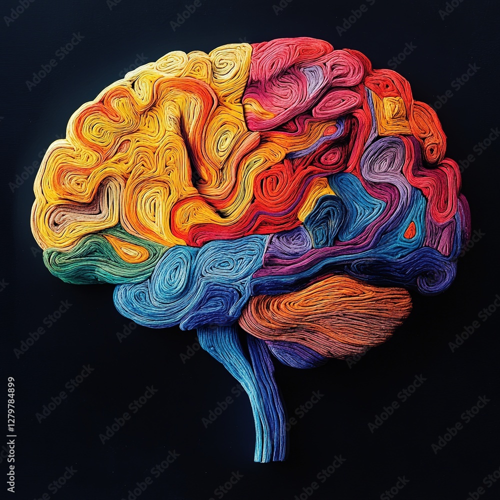Aufkleber creative visualization of brain anatomy artistic display digital art abstract background close-up vi