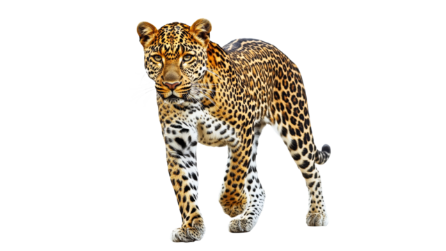 Leopard strides gracefully in the savannah