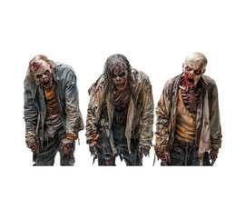 Fototapeta premium Spooky Zombie Characters on Transparent Background