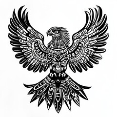 Obraz premium Ornate Eagle Design Black And White Artwork