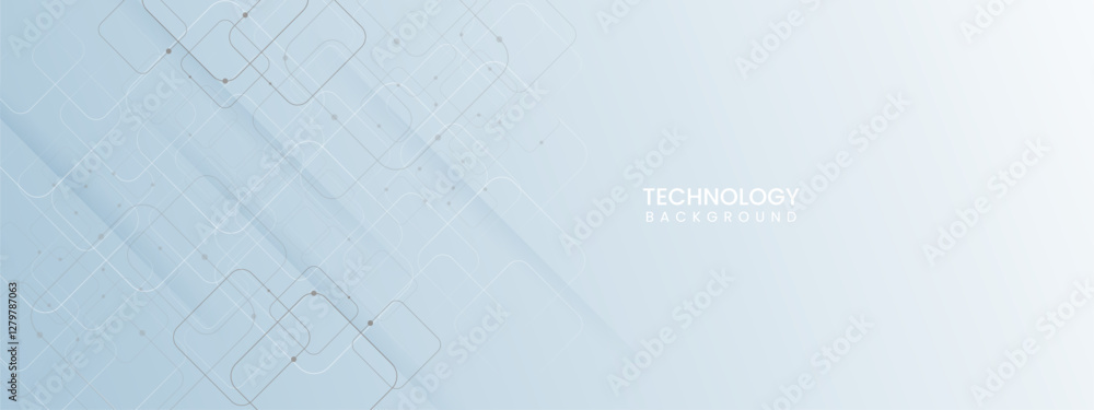 Poster white blue light technology vector background with hexagon overlapping pattern
