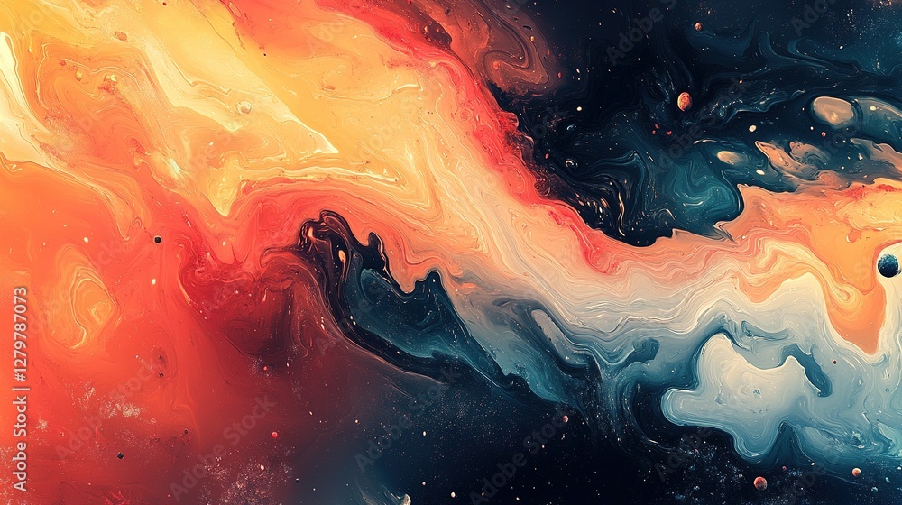 Poster dynamic abstract cosmic swirl unknown space digital art colorful environment close-up view universe 