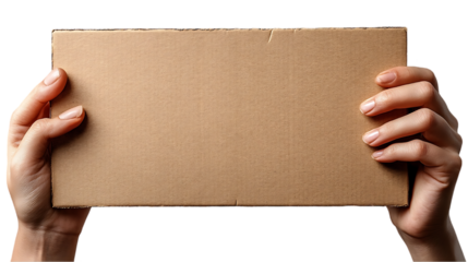 Empty cardboard sign held by hands