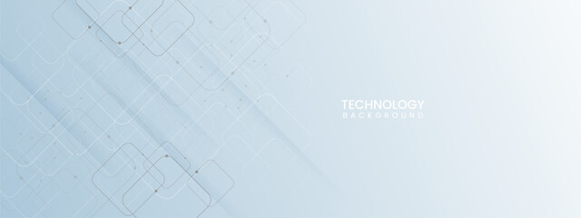 White blue light technology vector background with hexagon overlapping pattern