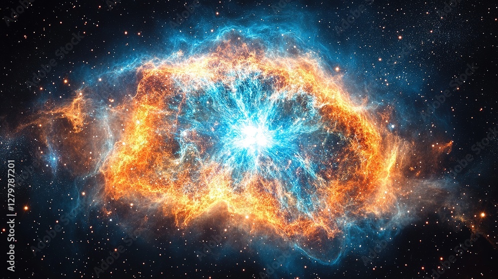 Aufkleber celestial explosion of colorful nebula outer space digital art cosmic environment wide-angle view as
